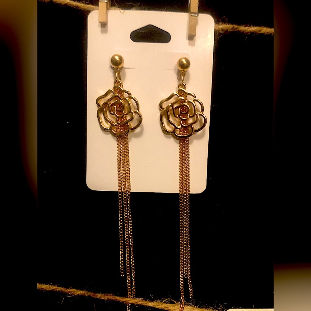 Rain Flower- Gold tone dangles